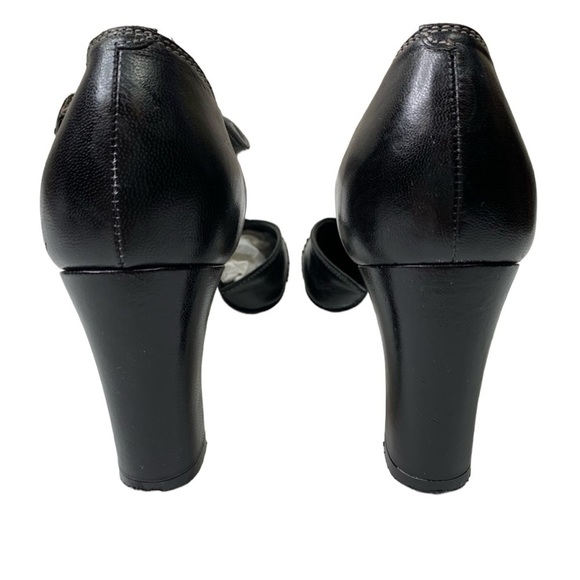 Gianni Bini Black Square Toe Ankle Strap Heels Grandma Core Retro 1930’s Style - Picture 3 of 13